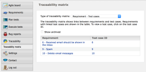 Figure 4 - One-click ability to generate Traceability Matrices